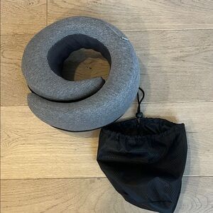 Gray Travel Neck Pillow with Carry Pouch
